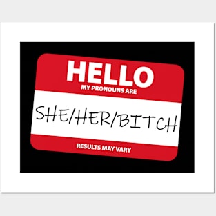 My Pronouns Are: She/Her/Bitch - Funny Posters and Art